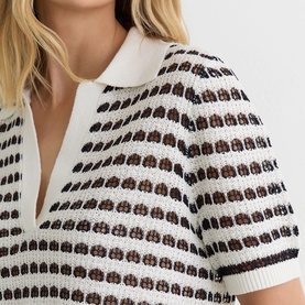Gemma Open-Knit Polo Shirt