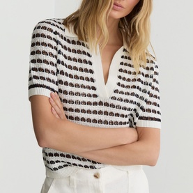 Gemma Open-Knit Polo Shirt