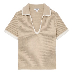 Ottilie Textured-Knit Polo Shirt
