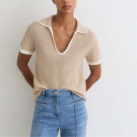Ottilie Textured-Knit Polo Shirt