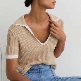 Ottilie Textured-Knit Polo Shirt
