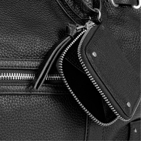 Gathered Grained Leather Tote Bag