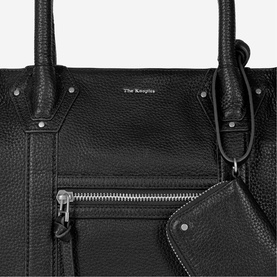 Gathered Grained Leather Tote Bag