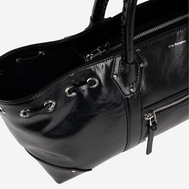 Gathered Smooth Leather Tote Bag