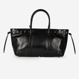 Gathered Smooth Leather Tote Bag