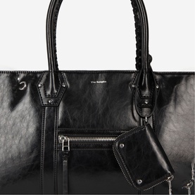 Gathered Smooth Leather Tote Bag