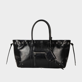 Gathered Smooth Leather Tote Bag