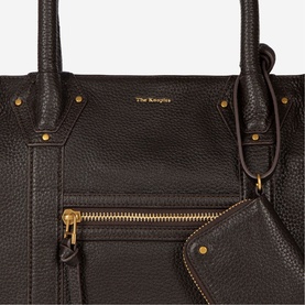 Gathered Grained Leather Tote Bag