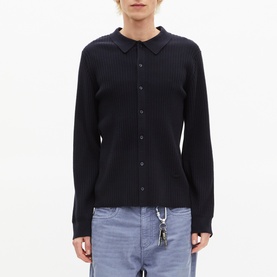 Rib Knit Polo Cardigan