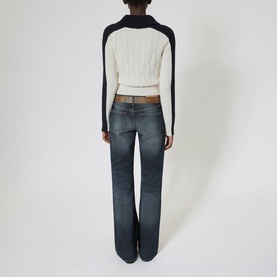 Contrast Twisted Knit Zip Cardigan