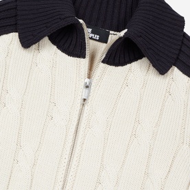 Contrast Twisted Knit Zip Cardigan