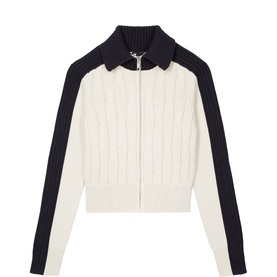 Contrast Twisted Knit Zip Cardigan