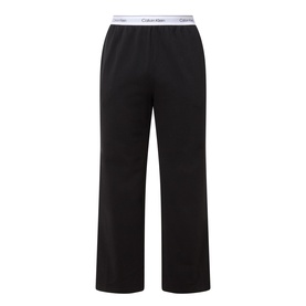 Calvin Klein black cotton lounge bottoms with white branded elasticated waistband, rear view