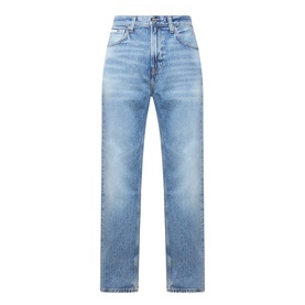 Calvin Klein Jeans 90s Mid-Rise Straight Leg Jeans in Andrew blue, straight fit with whiskering, faded details and five-pocket style