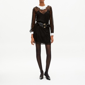 Lace Rhinestone Embellished Mini Dress