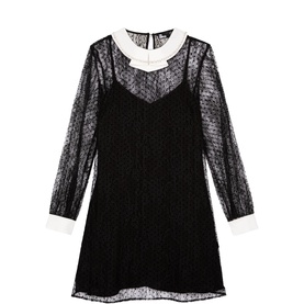 Lace Rhinestone Embellished Mini Dress