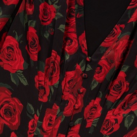 Pleated Rose Print Mini Dress