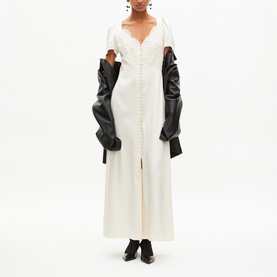 Lace Front Silk Dress