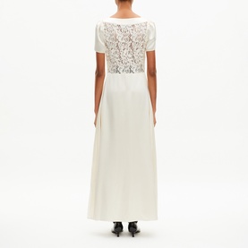 Lace Front Silk Dress