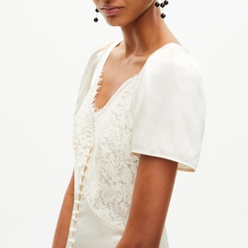 Lace Front Silk Dress