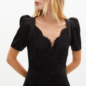 Lace Front Silk Dress