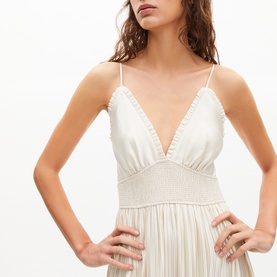 Smock Waist Pleated Dress