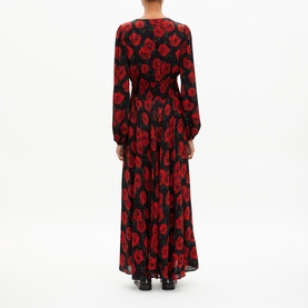 Pleated Rose Print Dress
