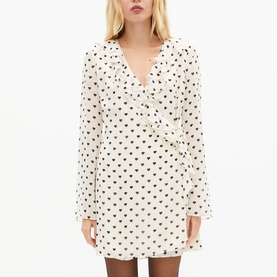 Heart Print Wrap Dress