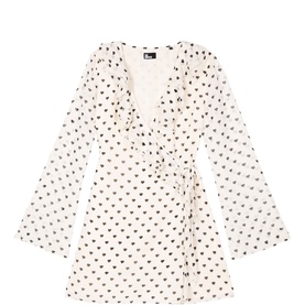 Heart Print Wrap Dress