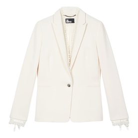 Lace Trim Single-Breasted Blazer