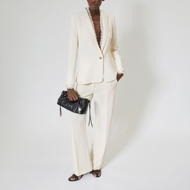 Lace Trim Single-Breasted Blazer