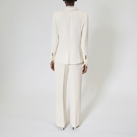 Lace Trim Single-Breasted Blazer