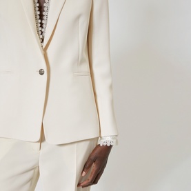 Lace Trim Single-Breasted Blazer