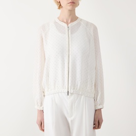 Clarino Sheer Polka Dot Bomber