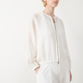 Clarino Sheer Polka Dot Bomber