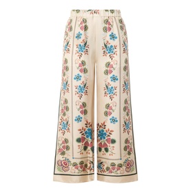Snack Floral Cropped Wide Leg Trousers