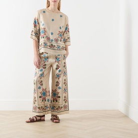 Snack Floral Cropped Wide Leg Trousers