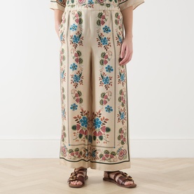 Snack Floral Cropped Wide Leg Trousers