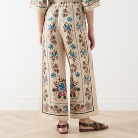 Snack Floral Cropped Wide Leg Trousers