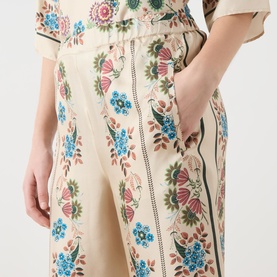Snack Floral Cropped Wide Leg Trousers