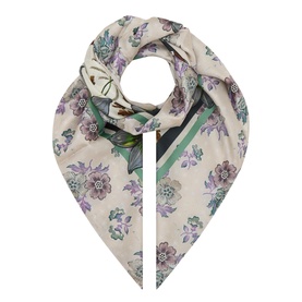 One Stone Floral Silk Square Scarf