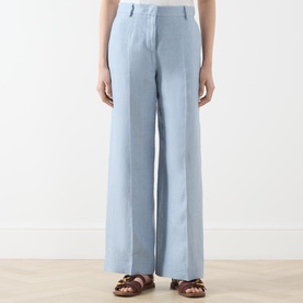 Linen Canvas Straight Wide Leg Trousers