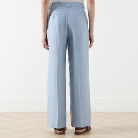 Linen Canvas Straight Wide Leg Trousers