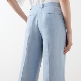 Linen Canvas Straight Wide Leg Trousers