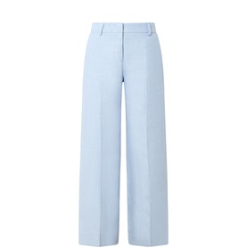 Linen Canvas Straight Wide Leg Trousers