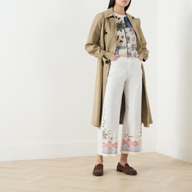 Adunco Embroidered Cropped Wide Leg Jeans