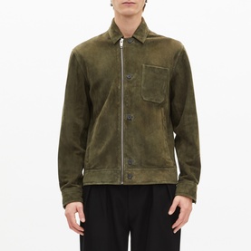 Offset Zip Suede Jacket