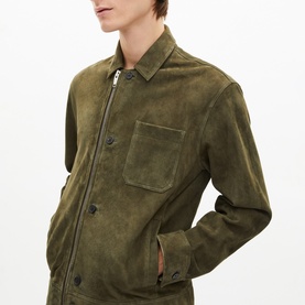 Offset Zip Suede Jacket
