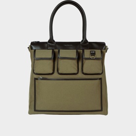 Canvas Leather Trim Tote Bag