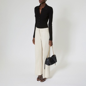 Straight Cut Flared Leg Trousers